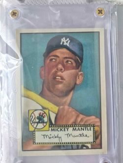 Mickey Mantle #311 1952 Topps Style REPRINT – Yankees – Display Case