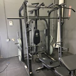 SMITH MACHINE/ PULLEY SYSTEM/ SQUAT RACK/ ADJUSTABLE BENCH/ BARBELL/ OLYMPIC BUMPER PLATES/ GYM EQUIPMENT/ FREE DELIVERY 🚚 