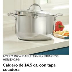 Princess House Olla 14½ Tri-ply Acero Inoxidable 