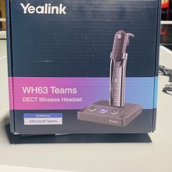 Yealink DECT Wireless Headset WH63,Mono Single Ear Office Headset with Noise Canceling Mic,Work for Computer, Desk Phones,Work with Zoom,RingCentral,A