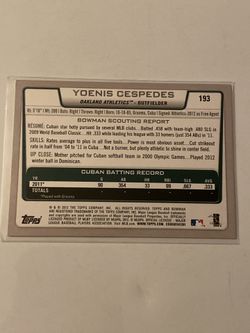 Yoenis Cespedes baseball card rookie (Oakland Athletics Cuba