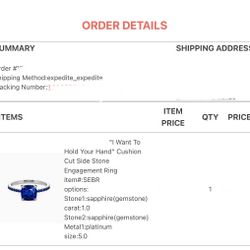 Sapphire Solitaire Engagement Ring (read Description)