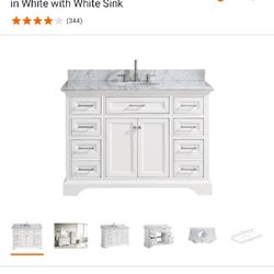 Home Decorators Collection Windlowe 49 in. W x 22 in. D x 35 in. H Bath Vanity in White Marble