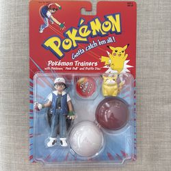 Ash pokemon trainer action figure  #25 pikachu NM