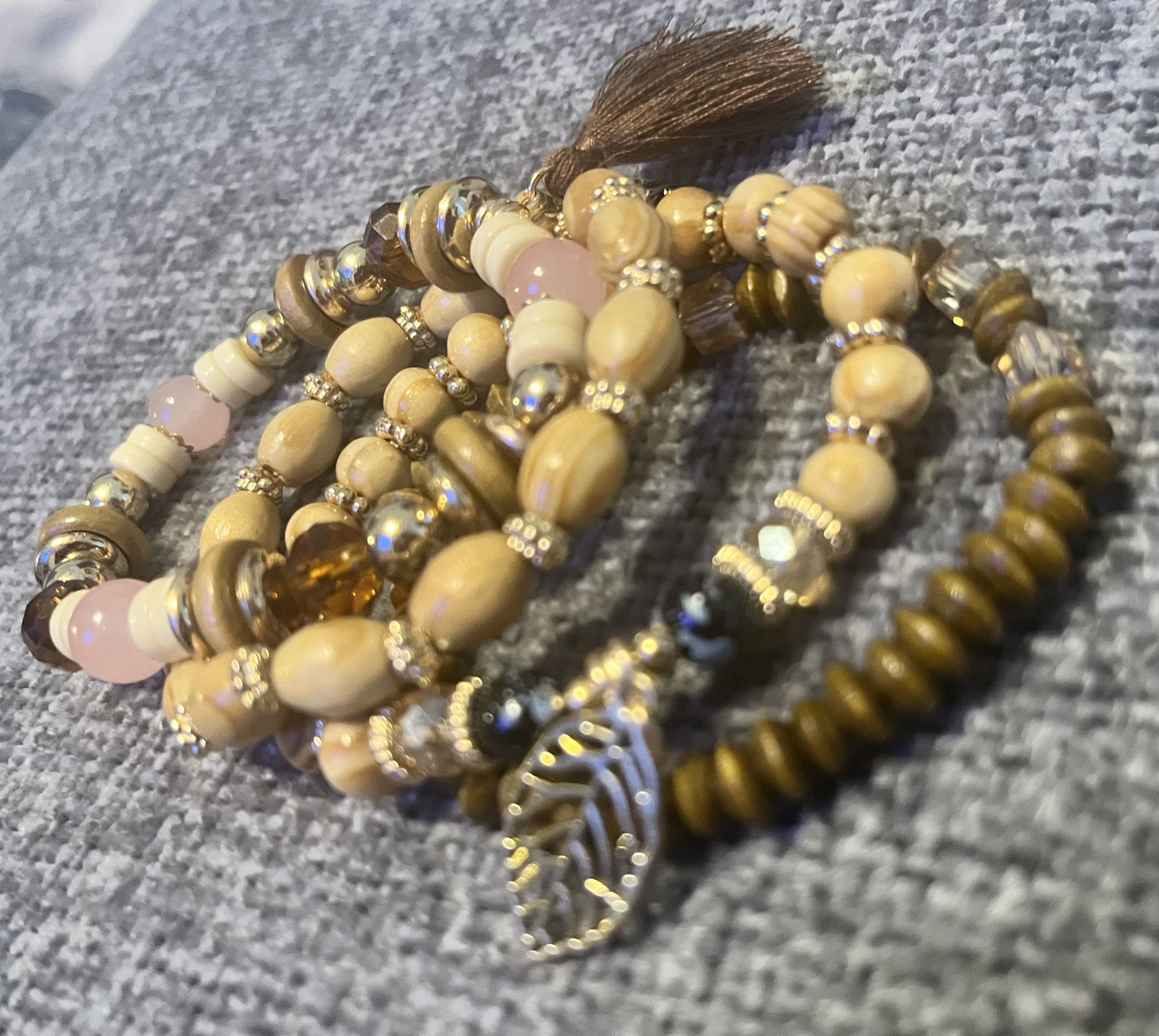 New! Bead/Tassel Bracelet Set