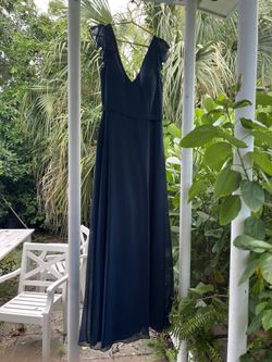 Azazie dark Navy Bridesmaid Dress Custom Sizing Is Approx 10