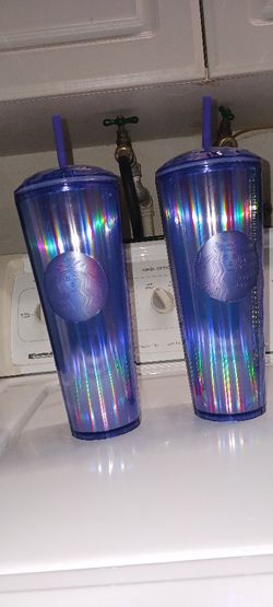2 Starbucks Blue Xmass Cups