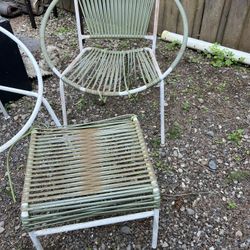 Vintage Ames Hoop Chairs (3) And (2) Footrests 
