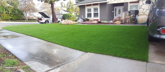 Pavers and artificial grass