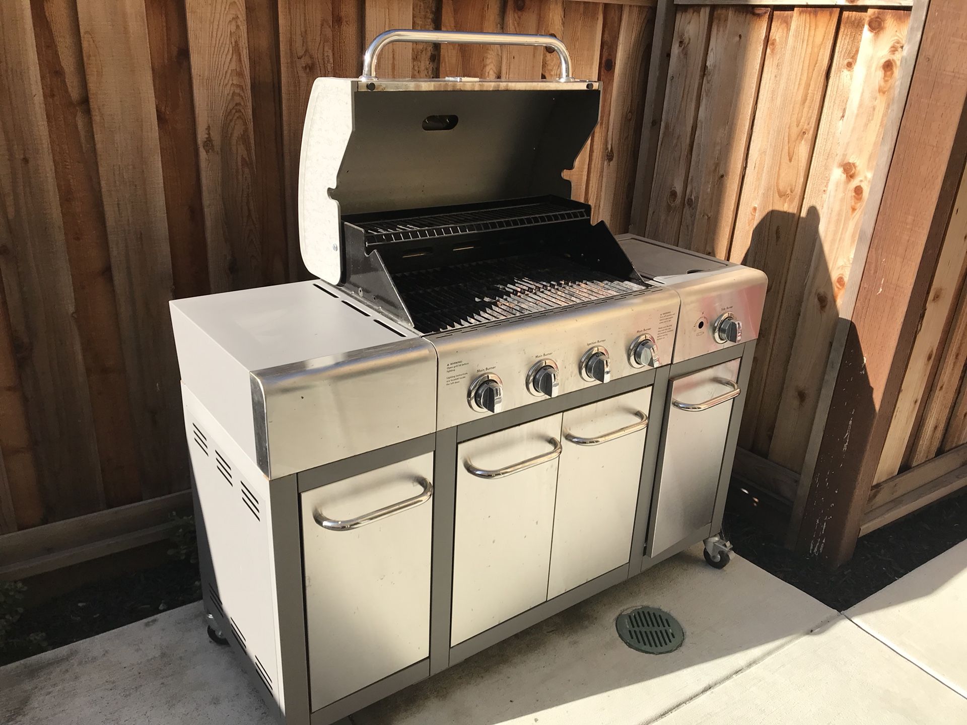 Kenmore 4-Burner Gas Grill with Storage - Stainless Steel with cover