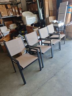 Patio Dining Chairs Set of 4 Stackable Outdoor Chairs with Armrest 290 Lbs