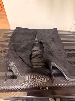 Giusseppe Zannoti Black Suede Over-the-Knee Stiletto Boots