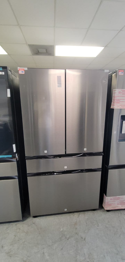 Stainless 4‑Door French Door Fridge – Flex Drawer, LED, Clean