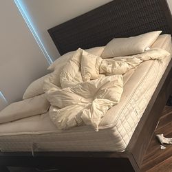 Grande Luxe Avocado Green Mattress, Wooden Bedframe, 6 Organic Pillows