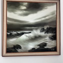 Original Oil Painting - Dramatic Stormy Seascape by Brumatti | 40” Square