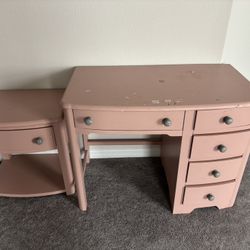 Free! Solid Pinewood Study Desk And Side Table 