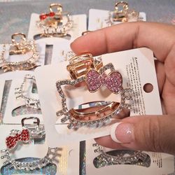 New Hello Kitty Bling Hair Claws (Gold & Silver) - $2 Each