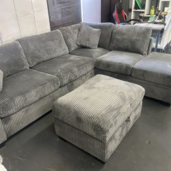 Sectional With Storage Ottoman 