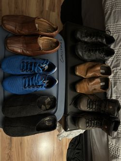 6 Pair Is Dress Shoes Boots And Tennis Shoes Some Worn Only A Few Times Size 10 1/2 $80 For All
