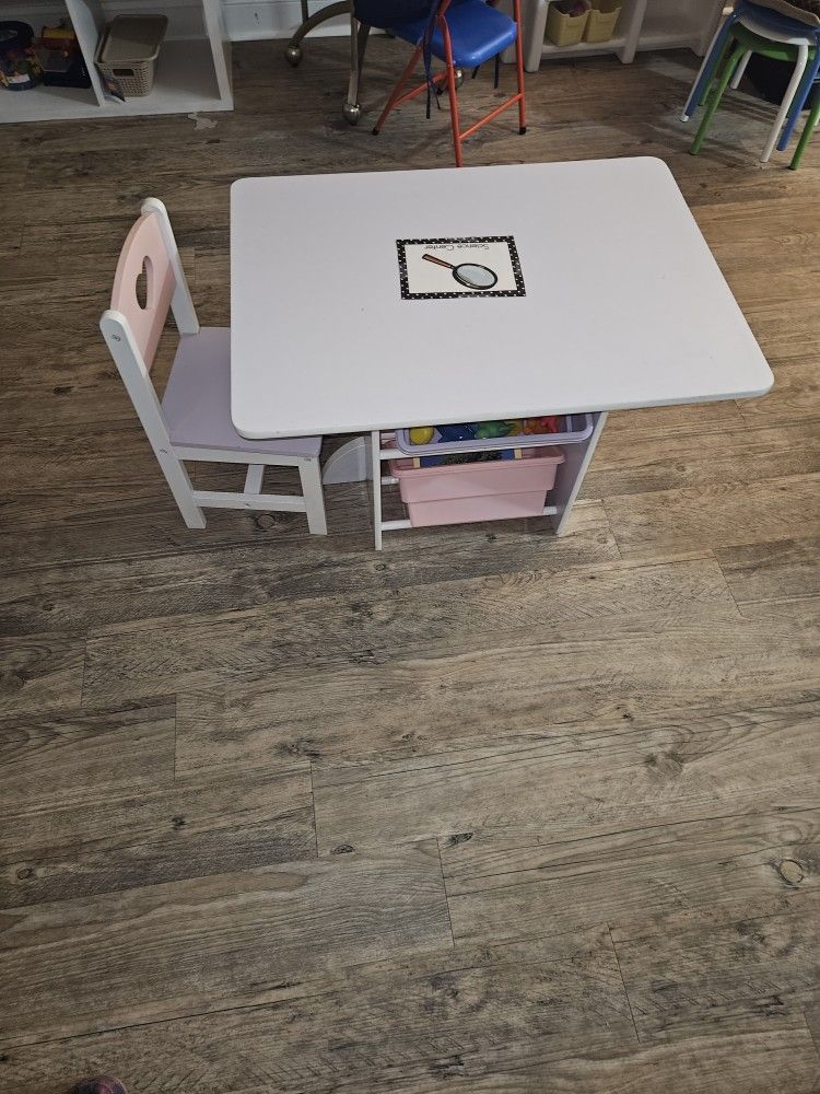 Kid Table And Chair With 4 Bins