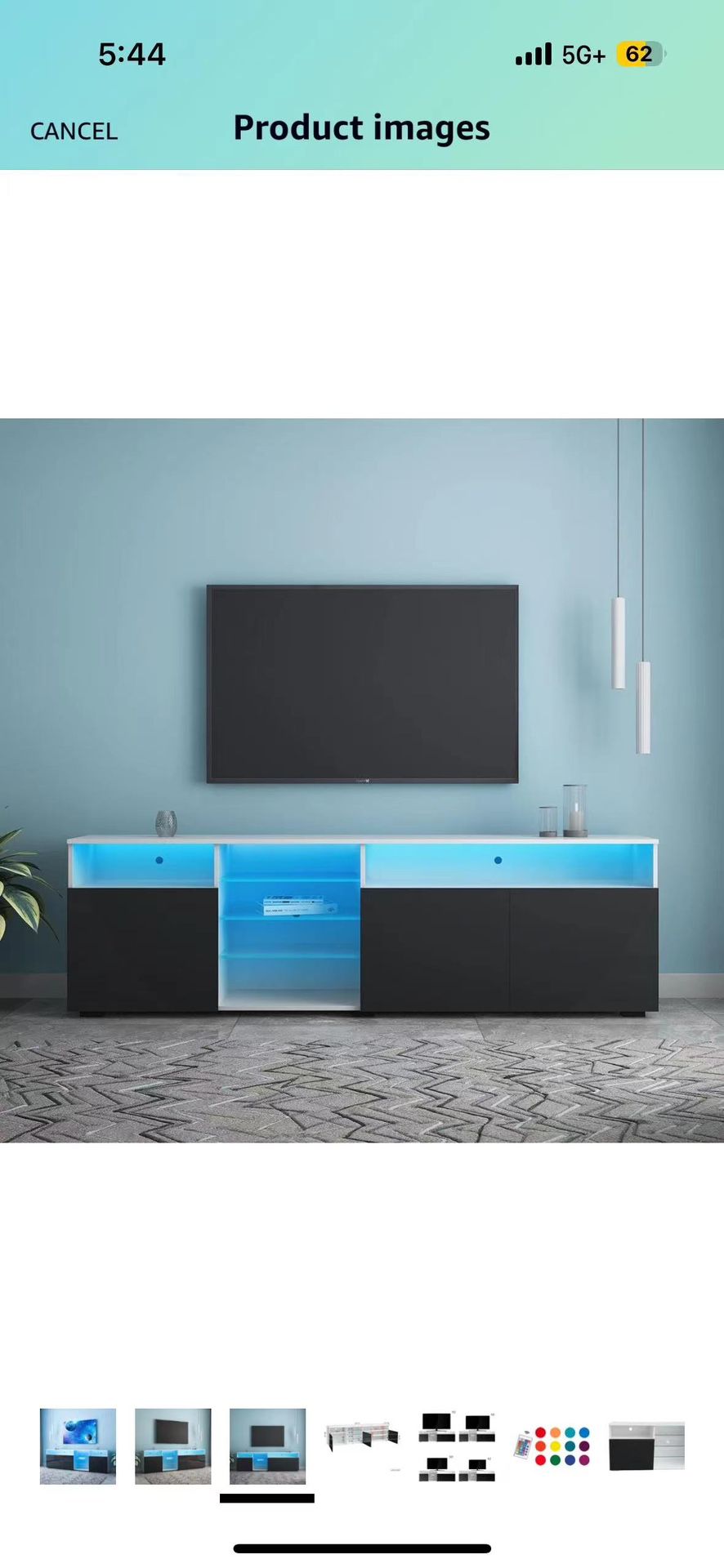 LED Entertainment Center for 75/80/85 Inch TV, Modern Large TV Stand with LED Lights, Extra Long Media TV Console with Storage Cabinet and 6 Open Shel