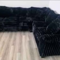 NEW MODEL ALERT! Brand New Byers Market Black Thick Corduroy RAF 2pc Corner Sectional