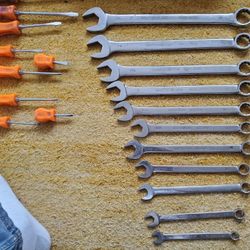 Matco Wrenches ,Snap On Screw Drivers, And Tool Box