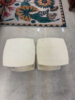 Pair of Cream Woven Ottomans