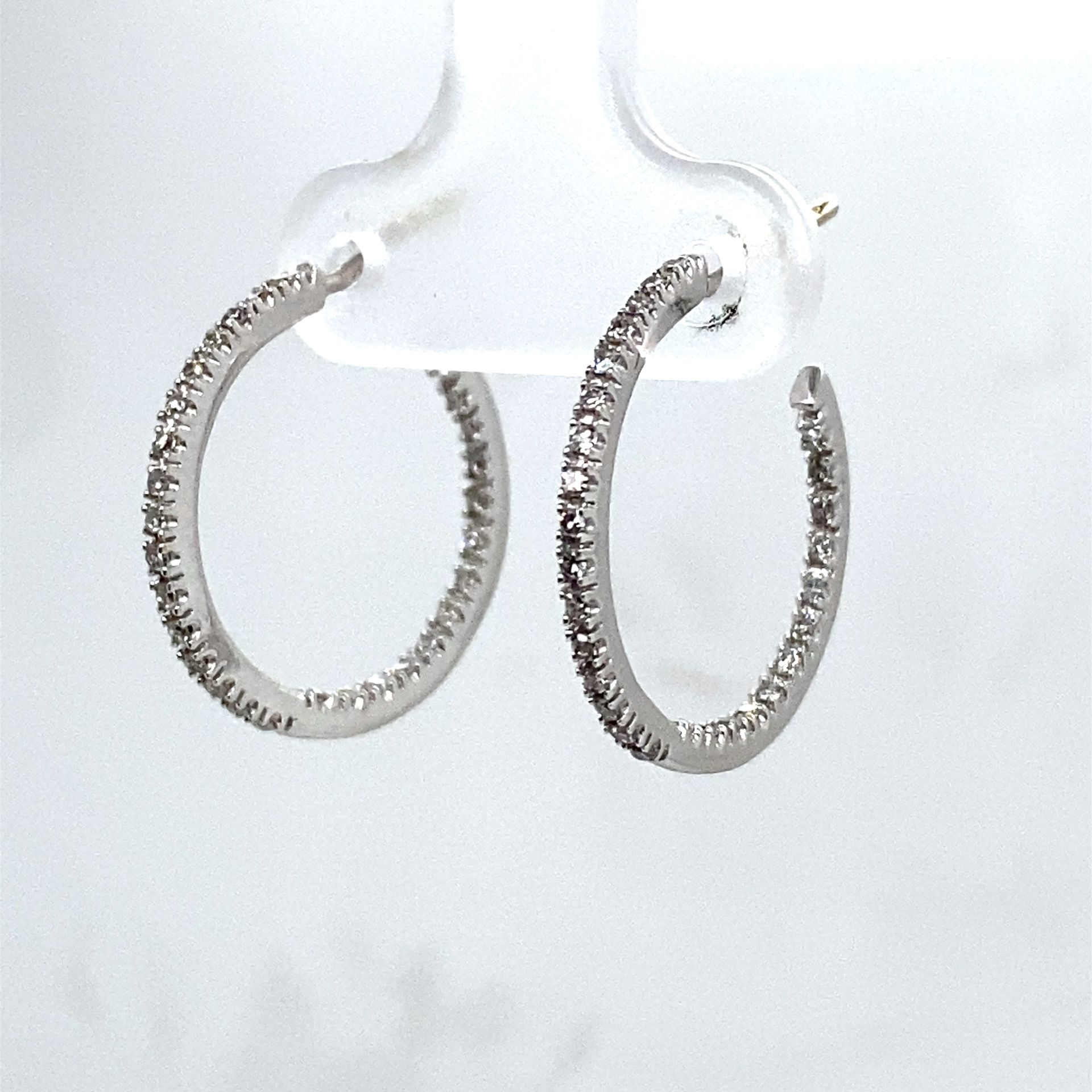 14k White Gold Diamond Hoop Earrings 2.2g 122388 12