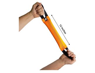 Bungee dog bite tug toy with 2 strong handles orange and black
