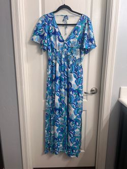 Blue Tropical 🌴 Dress Size Med