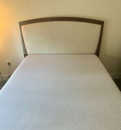 CASANA Queen Solid Wood Frame Bed - With Leather Padded Headboard