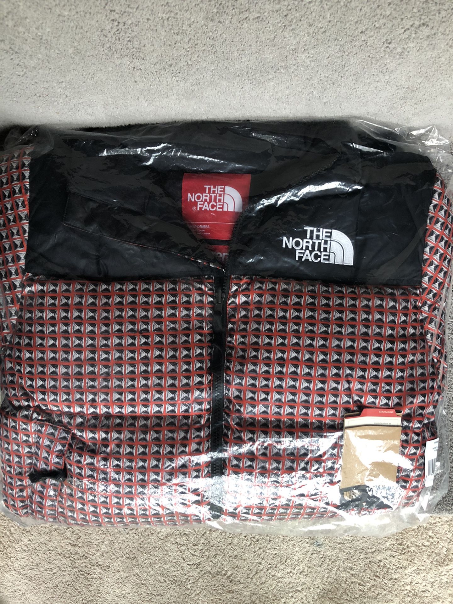 The North Face X Supreme Studded Nuptse Jacket "Metallic Red" - Size Small