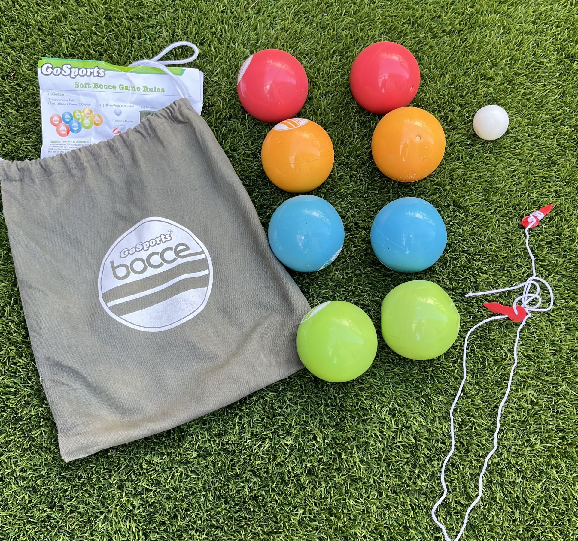 GoSports 90 mm Soft Bocce Set Includes 8 Weighted Balls, Pallino and Case, Play Indoors or Outdoors The GoSports Soft Bocce Set was designed to take a