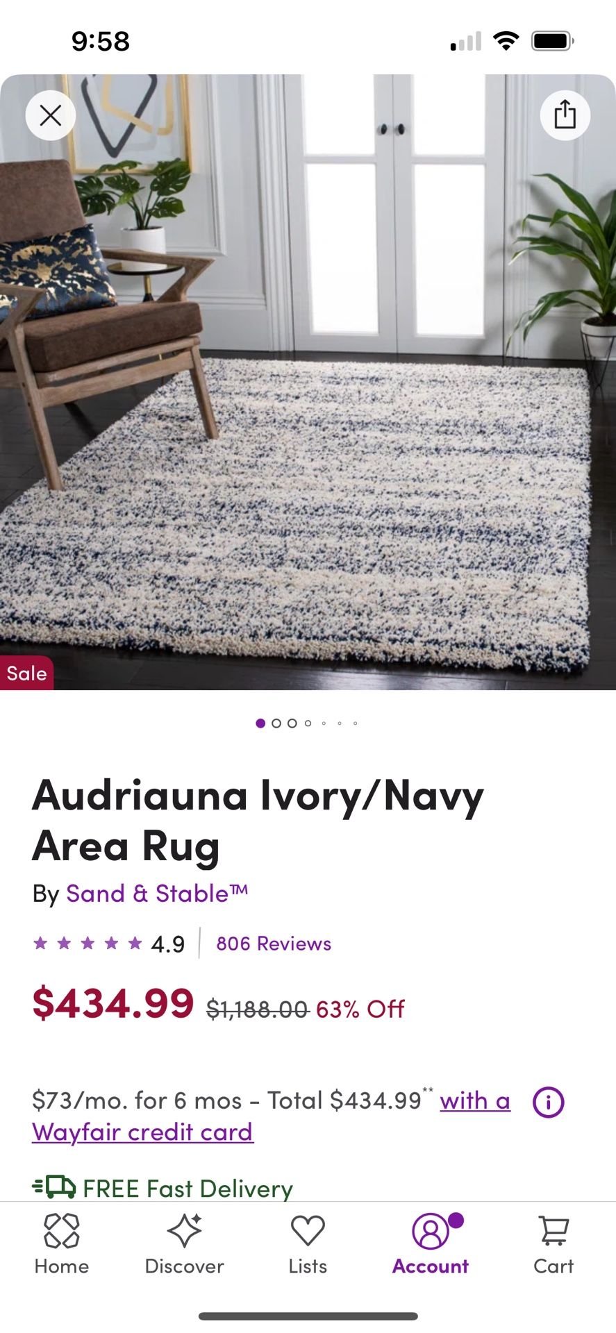 Wayfair Ivory/Navy Area Rug