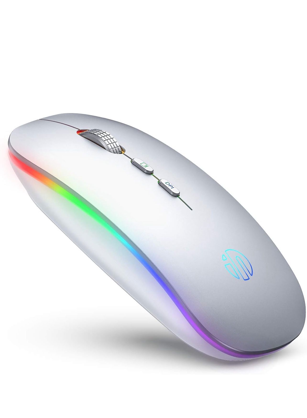 LED Wireless Mouse Slim, Rechargeable 2.4G PC Laptop Cordless Mice Silent Click