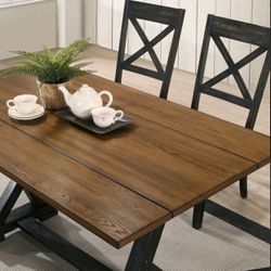7PC RUSTIC TABLE SET ANTIQUE OAK ANTIQUE BLACK (F3167) $599 