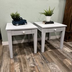 Midcentury minimalist chalk end tables!