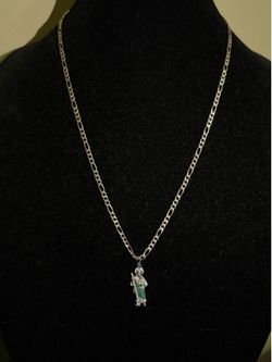 Solid Silver Fígaro  Chain San Judas Set