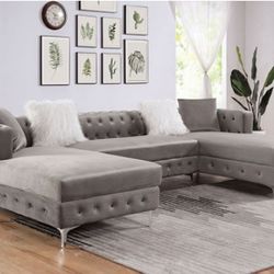 Brand New Grey Contemporary Style Sectional Sofa (Ottoman Sold Separately)