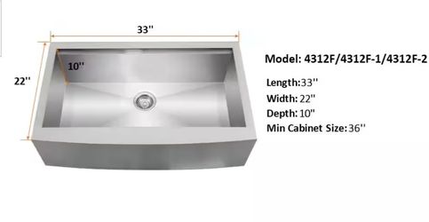 Zero Radius 33 in. Apron-Front Single Bowl 18 Gauge Stainless Steel Workstation Kitchen Sink with Spring Neck Faucet

