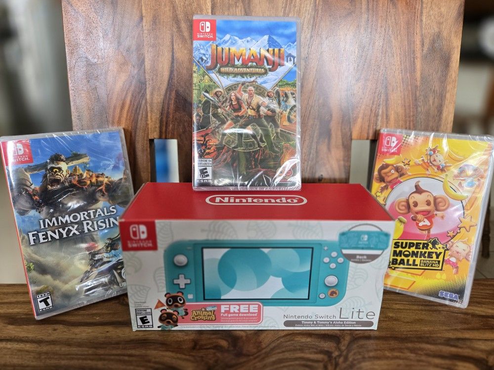Nintendo Switch Lite Animal Crossing Bundle w 4 Games (Brand New)