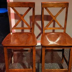 Wood Bar Stools Set Of 2, 30 Inch Height 