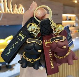 Cool Hip Hop Glasses Bulldog Dog Keychain Gift