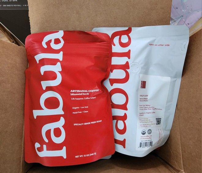 Fabula ORGANIC Coffee- Half- Caff GROUND (5) Bags 12 oz