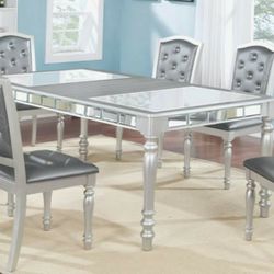 Dining Room Set Platinum and Glass Bling 7 Piece Can deliver