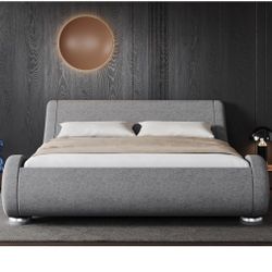 O183 $210  King Size Upholstered Platform Bed Frame