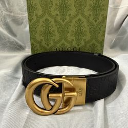 Gucci GG black leather Belt Black Mens 95