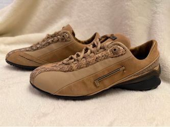 Women’s Pirelli PZero Rosso Corsa Luxury Sneakers Size 8 Gold Leather Suede