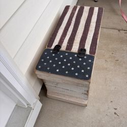 Solid Wood Decorative Americana Storage Box Or Bench